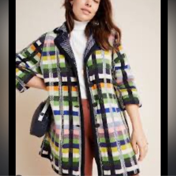 Anthropologie Shanley Plaid Wool Sweater Coat Size Small NEW - Picture 12 of 15
